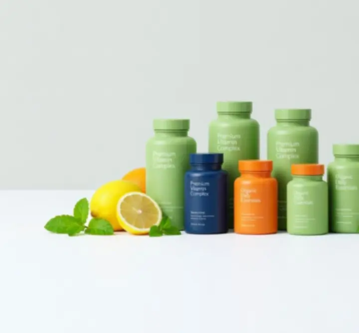 Kolekcja witamin i suplementów wellness w eleganckich opakowaniach